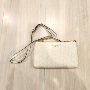 Karl Lagerfeld White Leather crossbody with gold chain